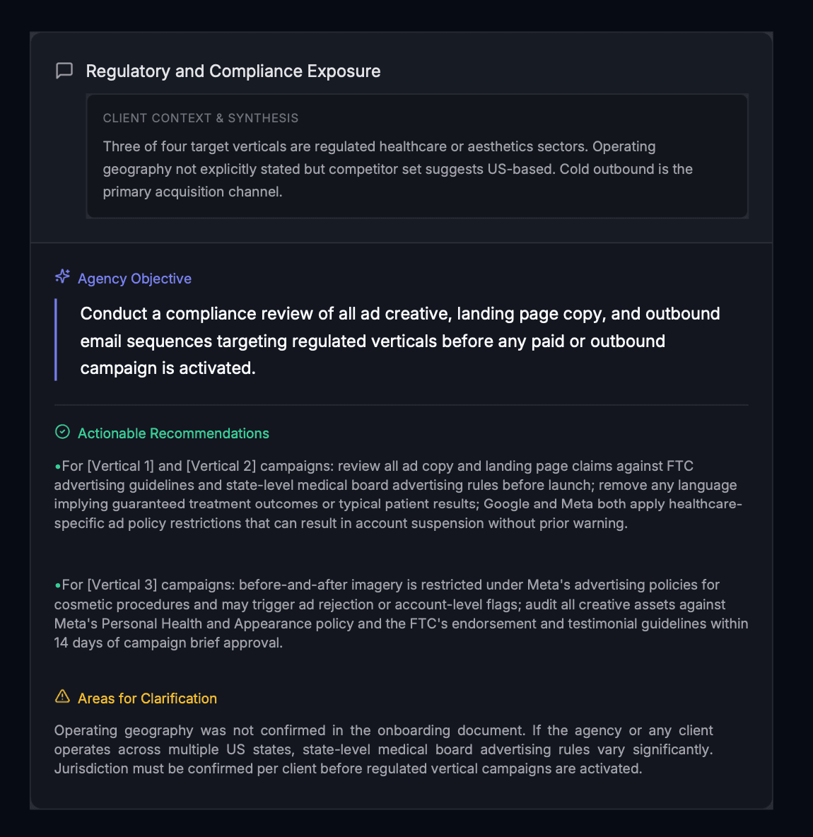 Regulatory and Compliance Exposure section