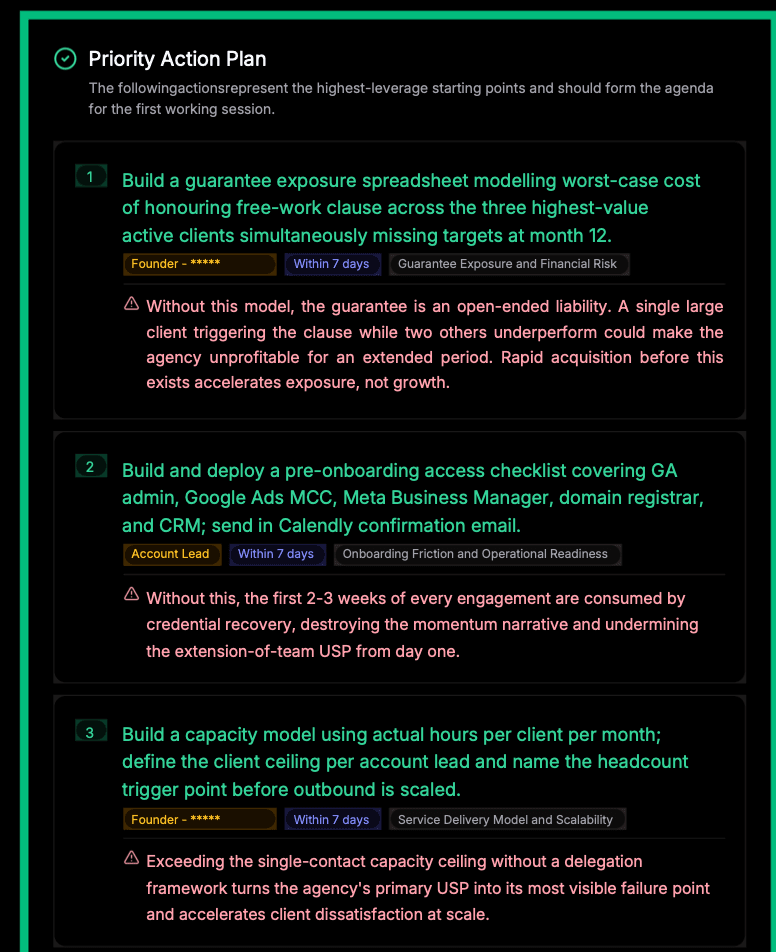 Priority Action Plan section